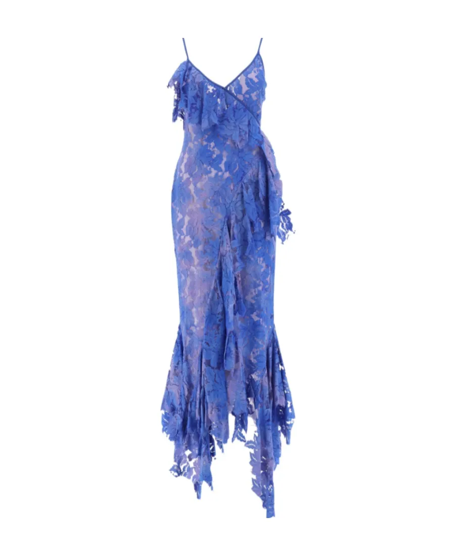 Lace Detailed Asymmetric Midi Dress
