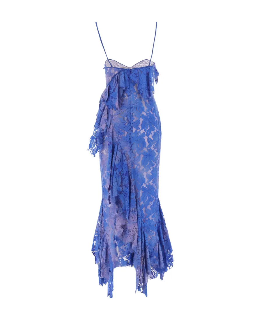 Lace Detailed Asymmetric Midi Dress