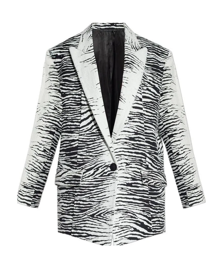 Zebra Print Single-Breasted Blazer