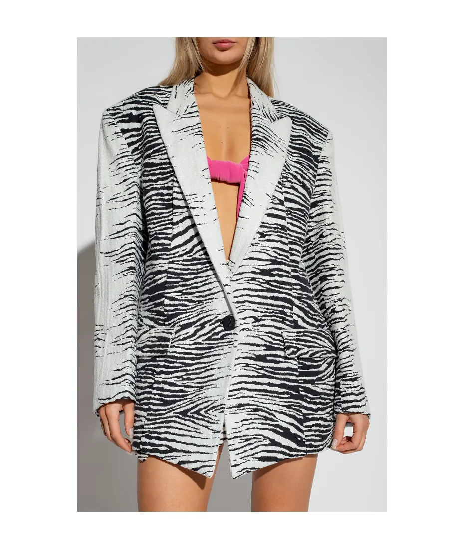 Zebra Print Single-Breasted Blazer