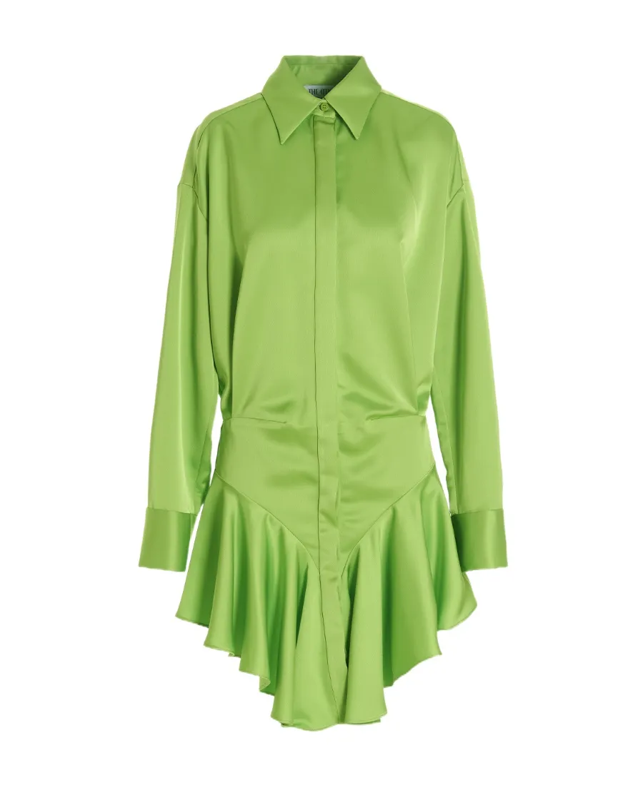 Ruffled Hem Satin Mini Dress