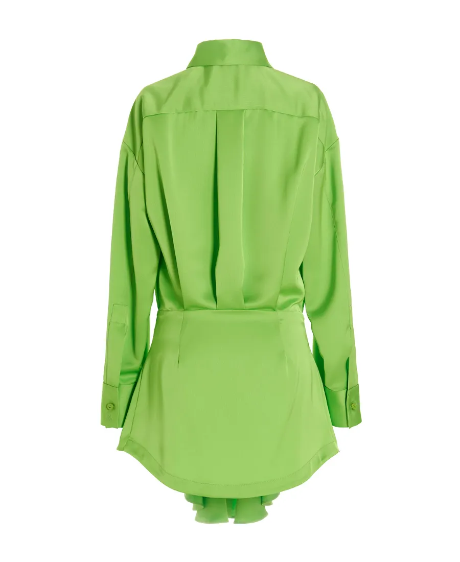 Ruffled Hem Satin Mini Dress