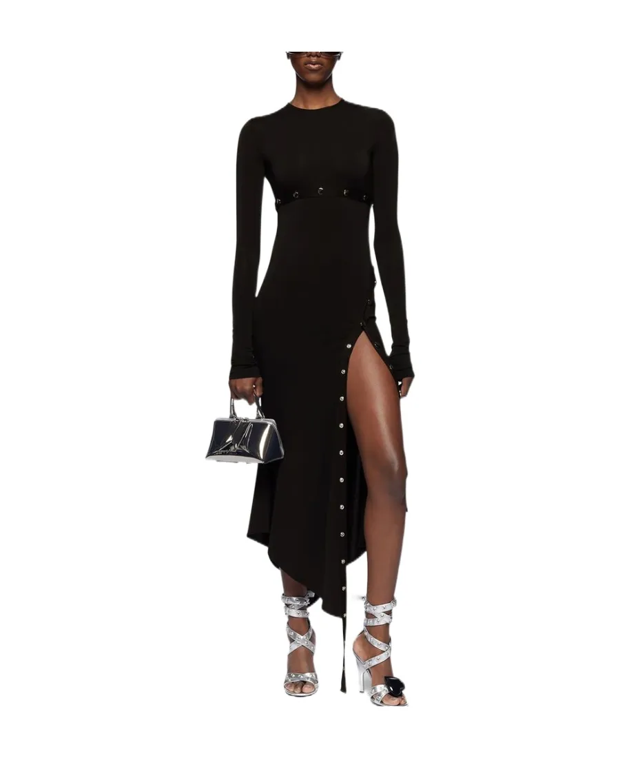 Asymmetric Convertible Long-Sleeved Midi Dress