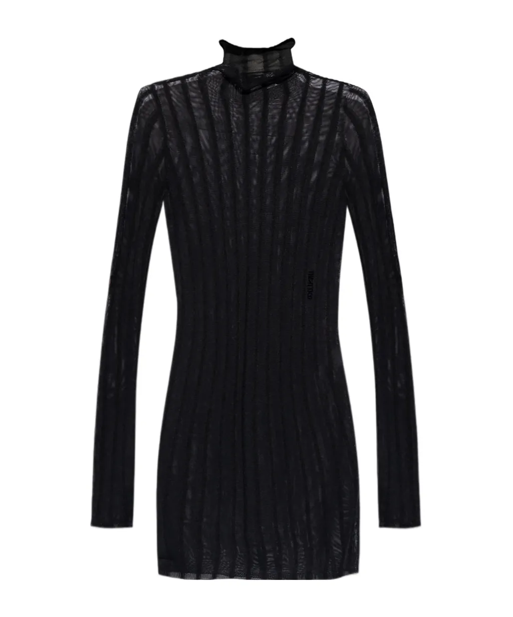 Turtleneck Striped Mini Dress