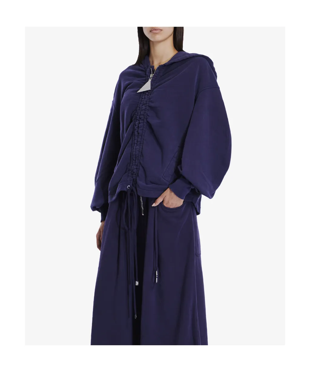 Ruched-Detail Zipped Hoodie