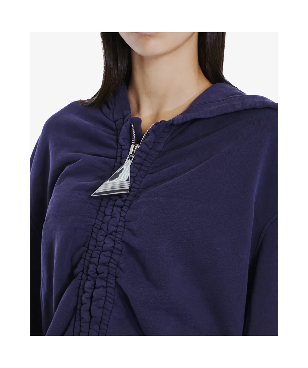 Ruched-Detail Zipped Hoodie
