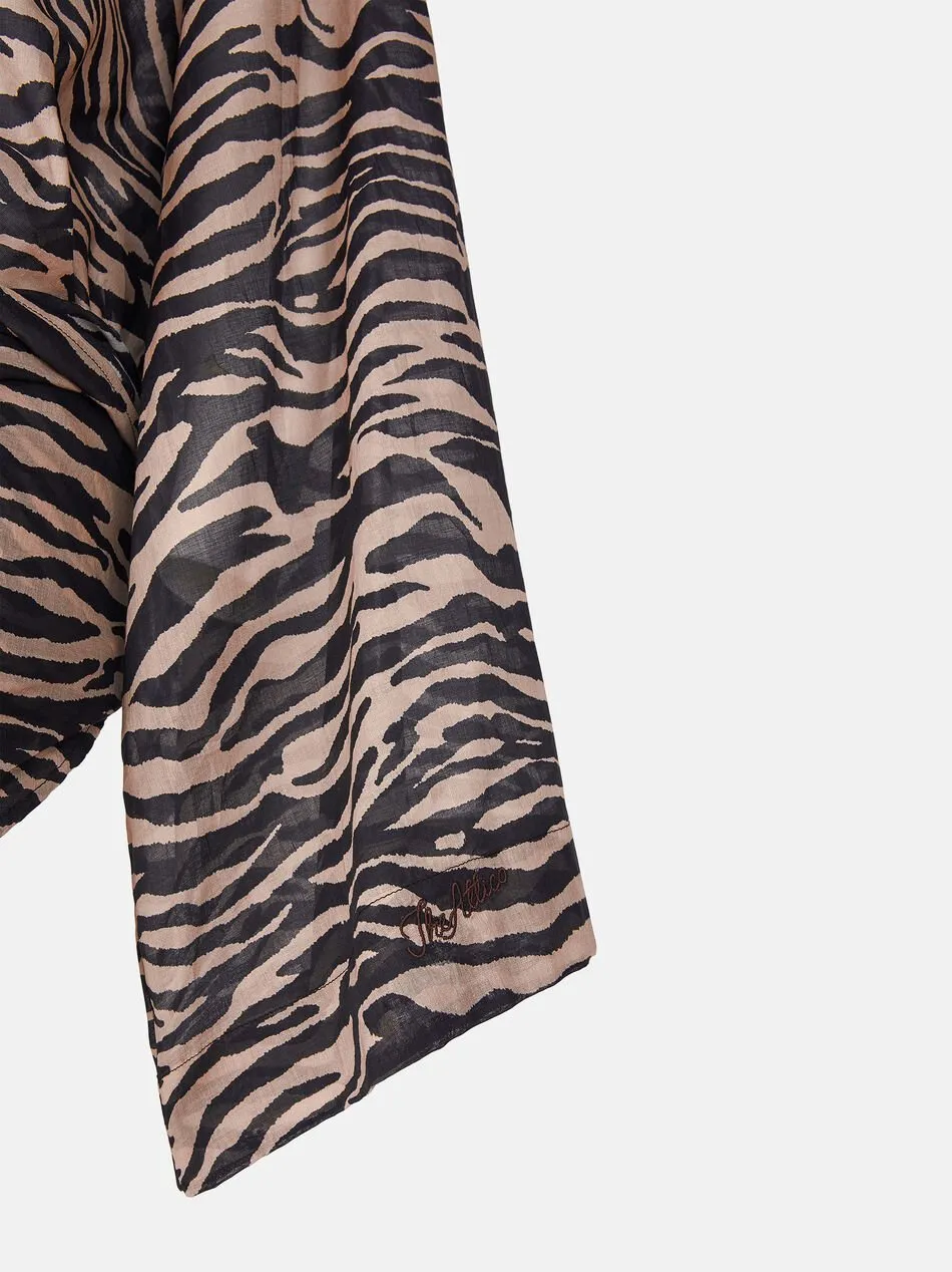 Zebra Printed V-Neck Mini Dress