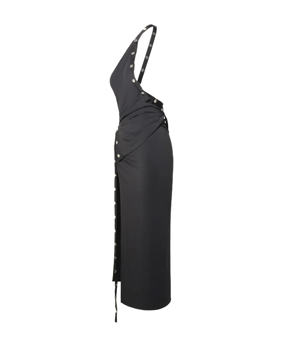 One-Shoulder Stud Embellished Dress