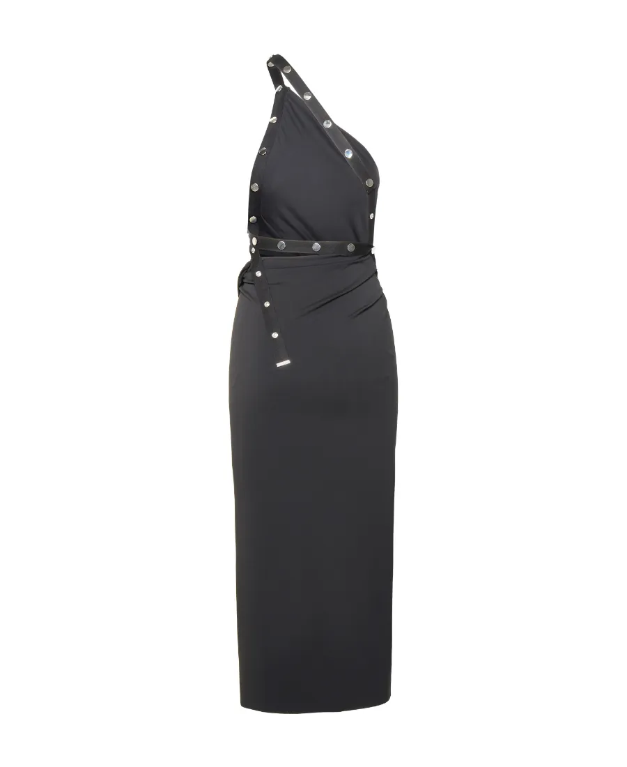 One-Shoulder Stud Embellished Dress
