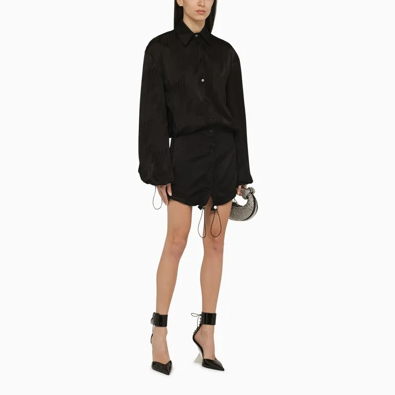 Drawstring Hem Mini Satin Dress