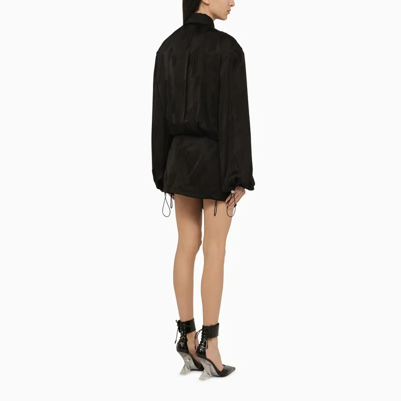 Drawstring Hem Mini Satin Dress