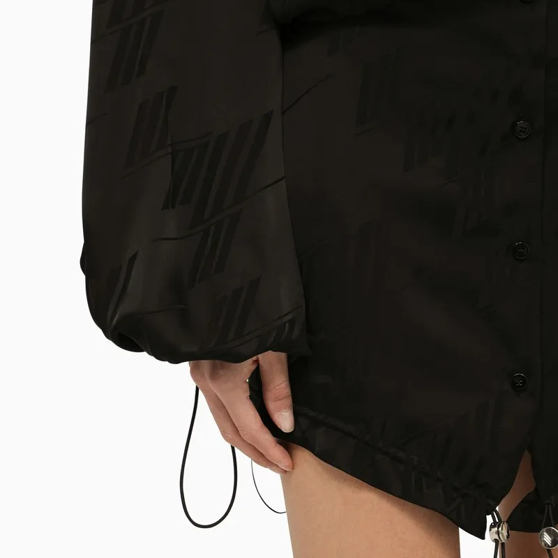 Drawstring Hem Mini Satin Dress