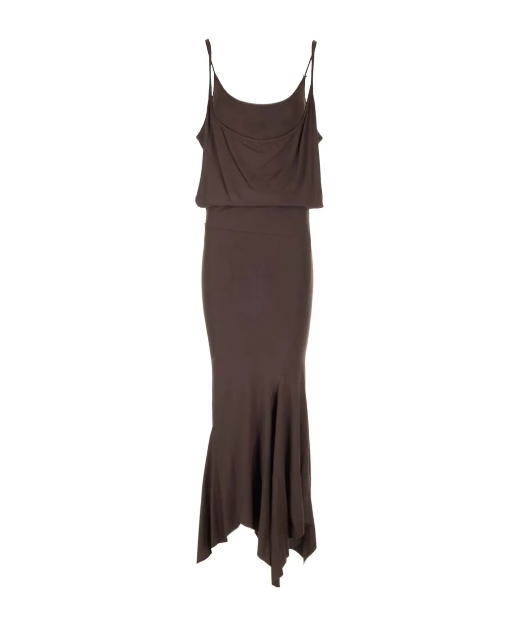 Asymmetric Jersey Midi Dress