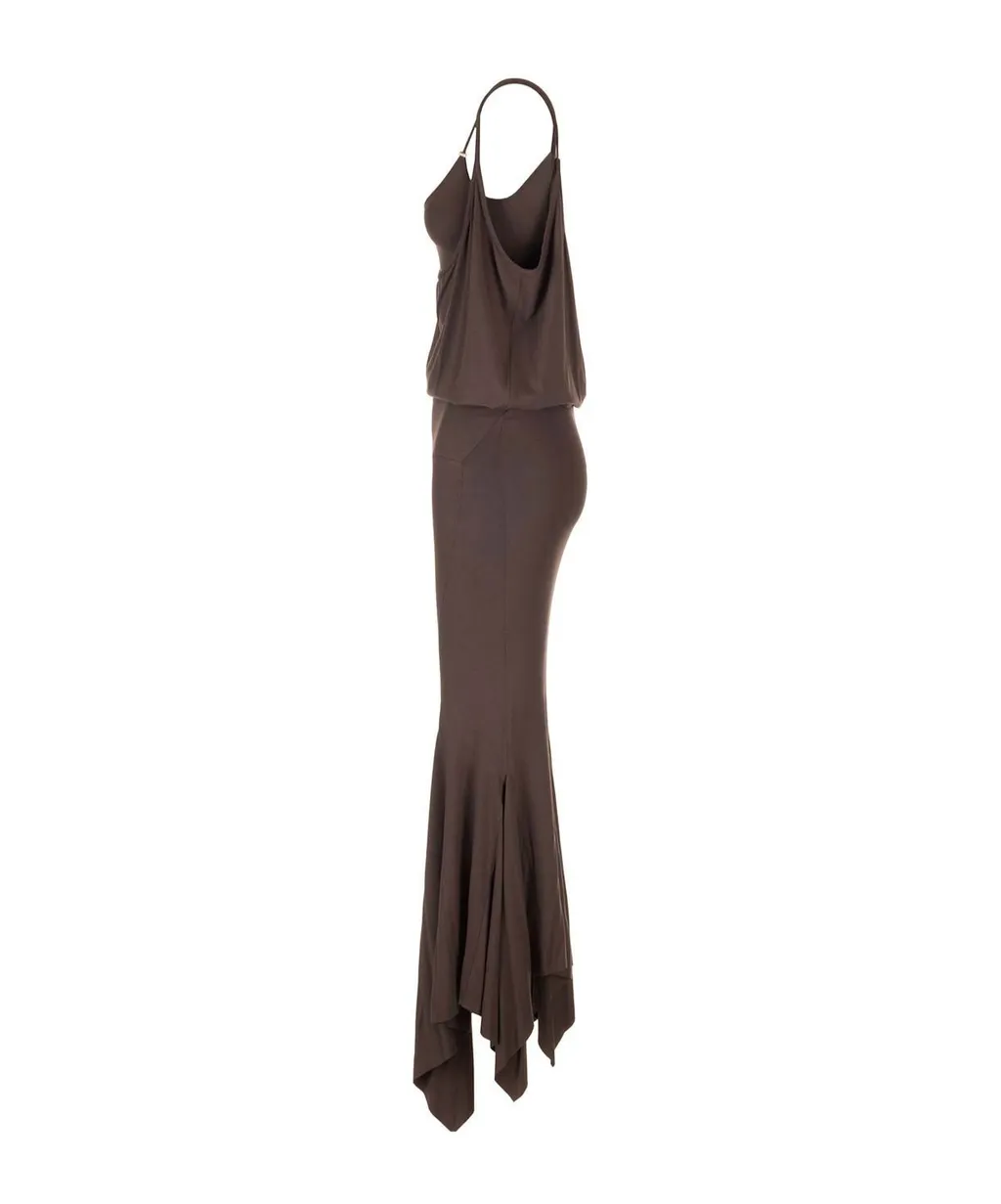 Asymmetric Jersey Midi Dress