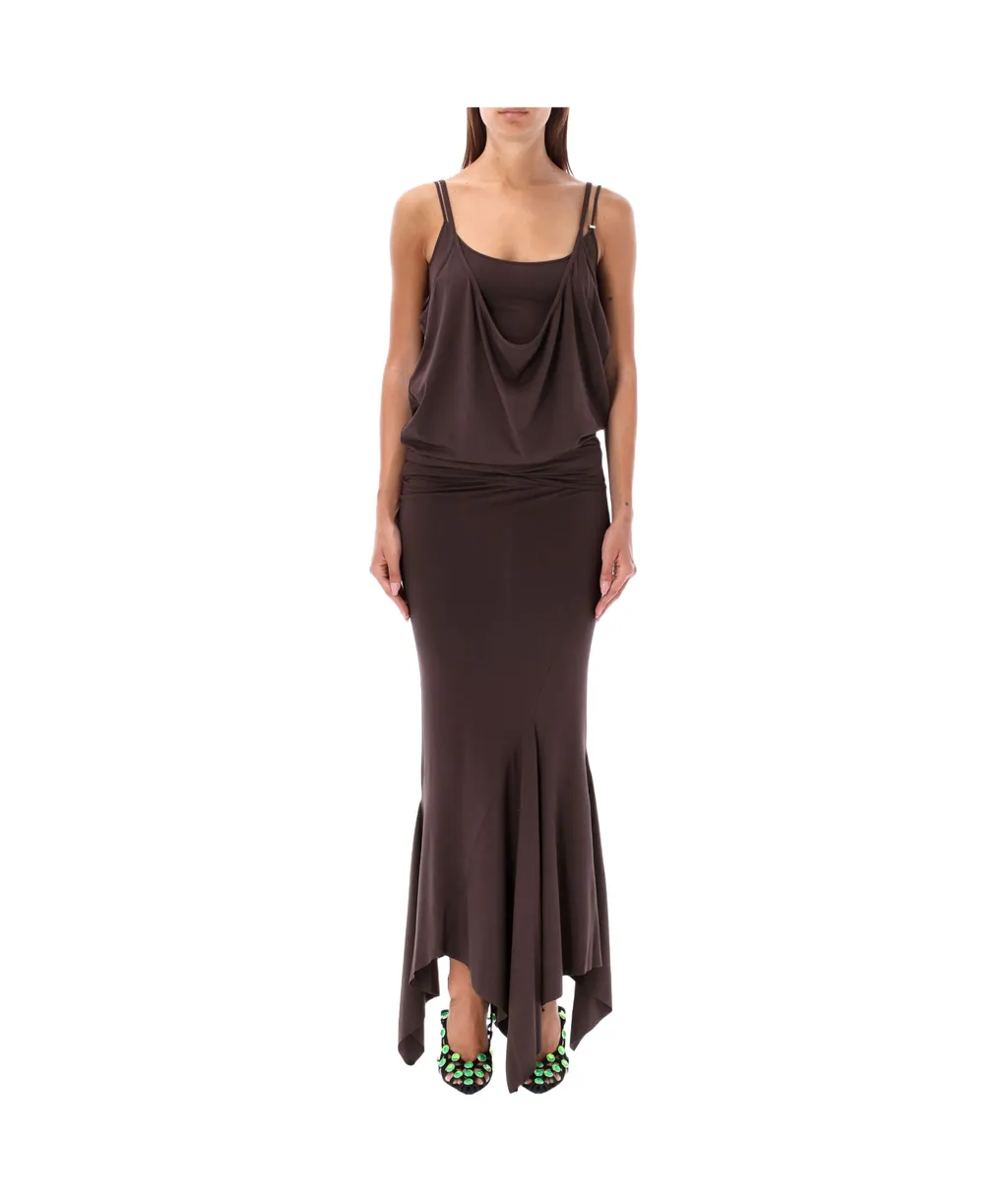 Asymmetric Jersey Midi Dress