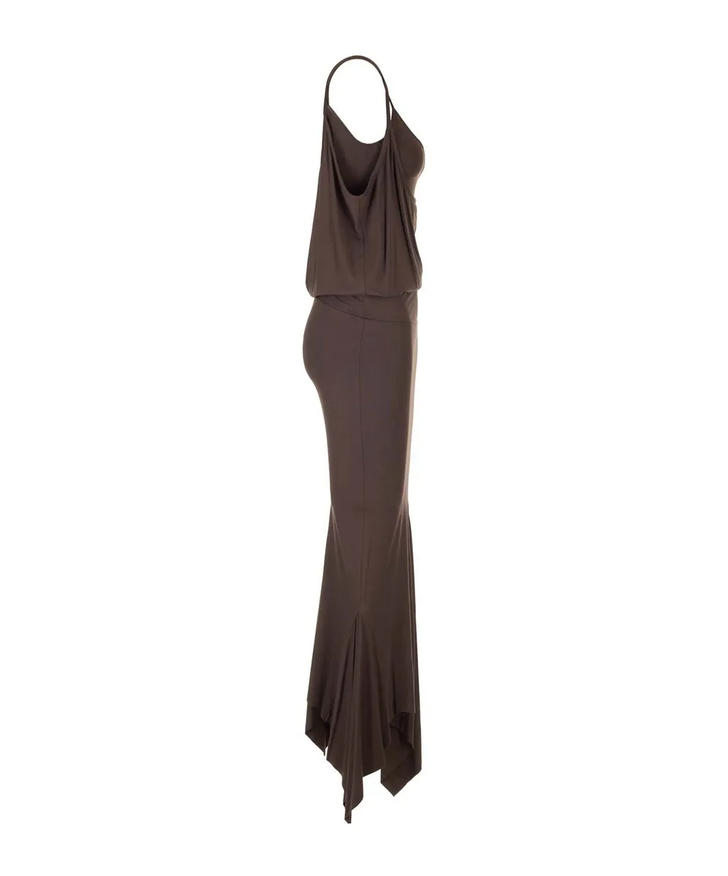 Asymmetric Jersey Midi Dress