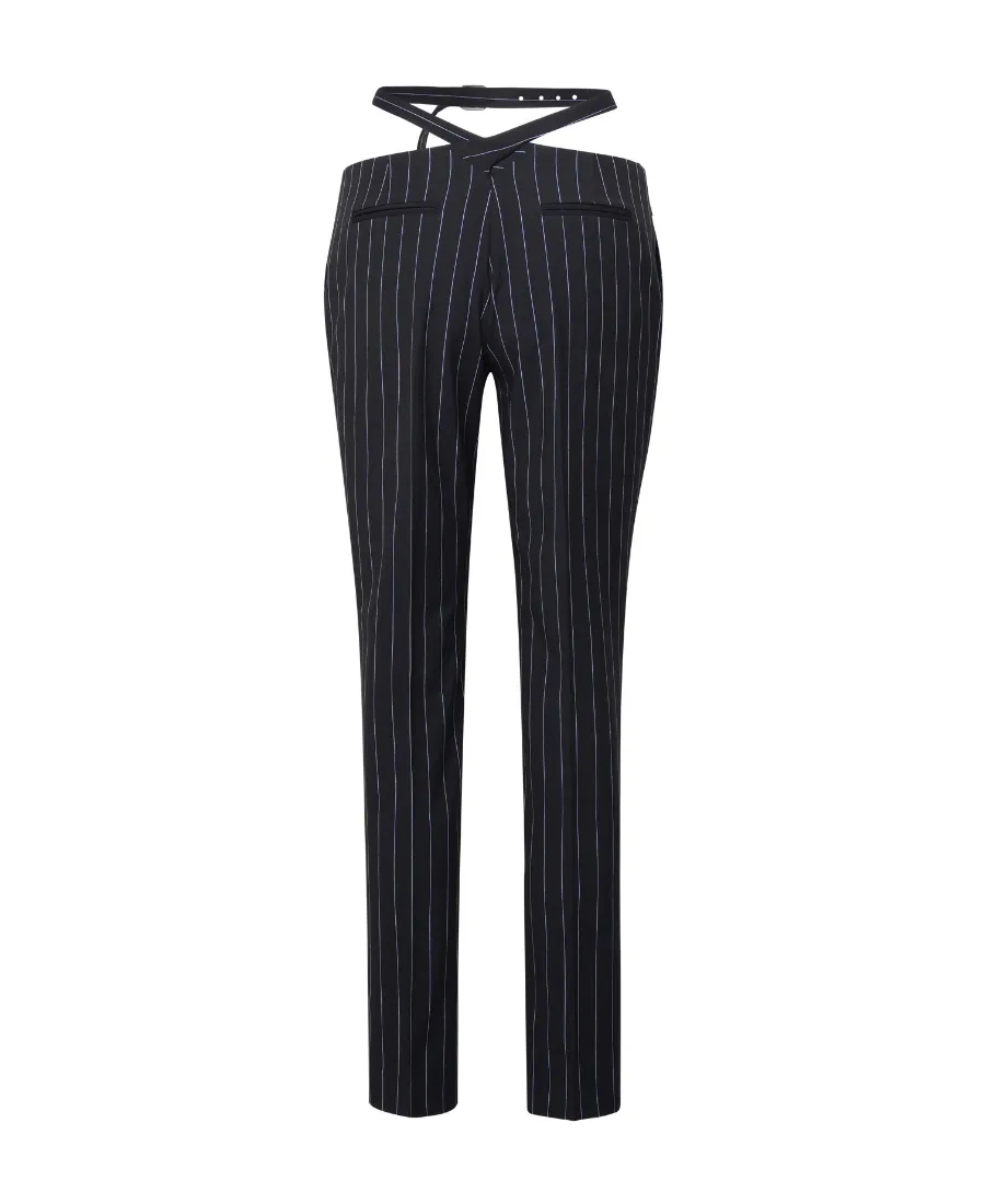 Cut-Out Waist Striped Pants