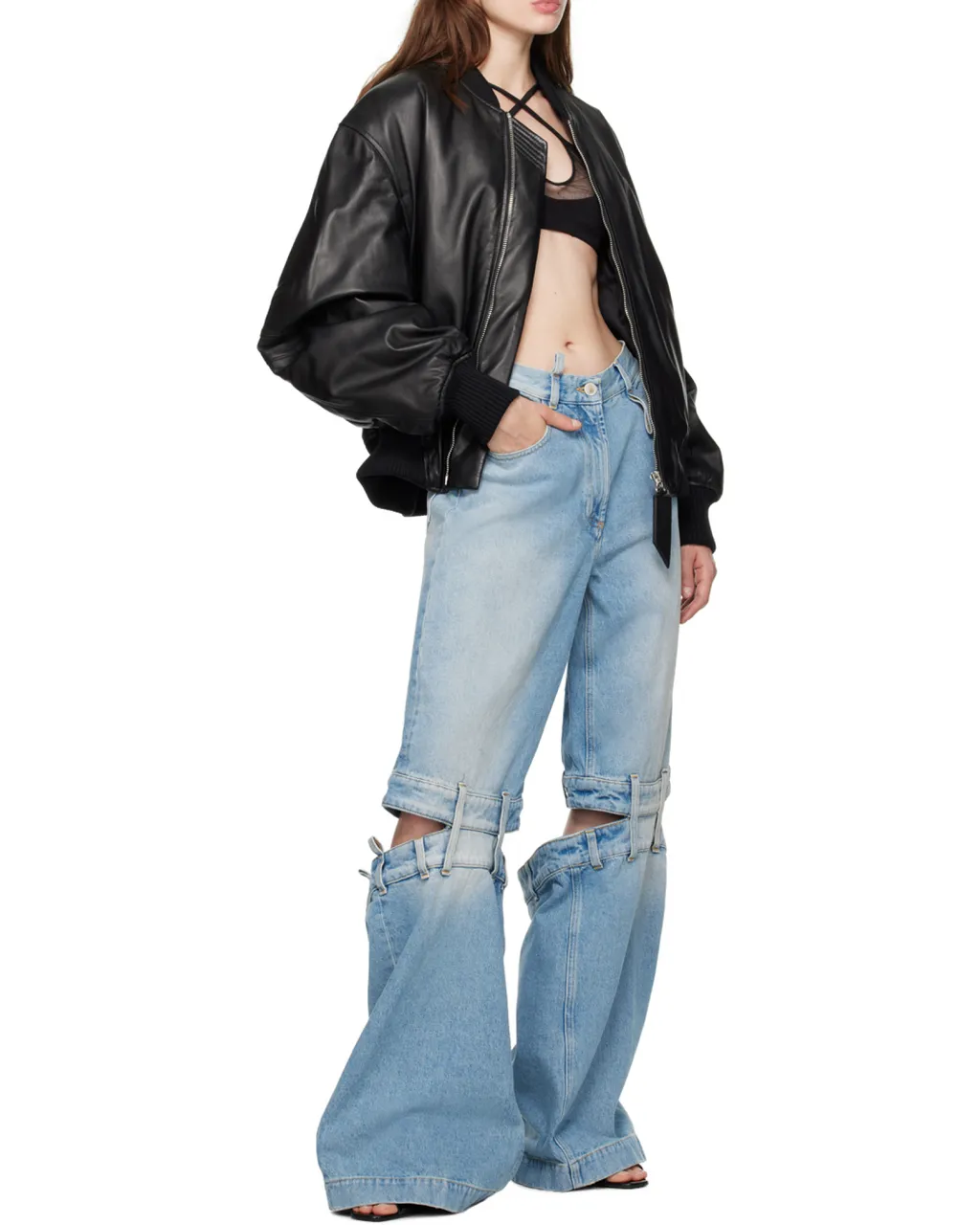Ashton Cut-Out Detailed Wide-Leg Jeans