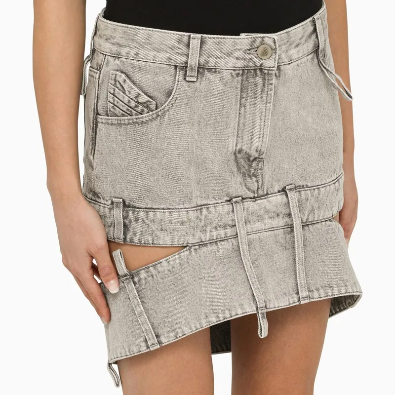Cut-Out Mini Denim Skirt