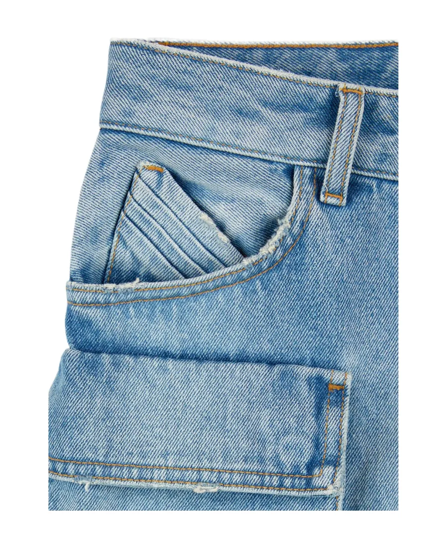 Logo Embroidered Denim Cargo Skirt
