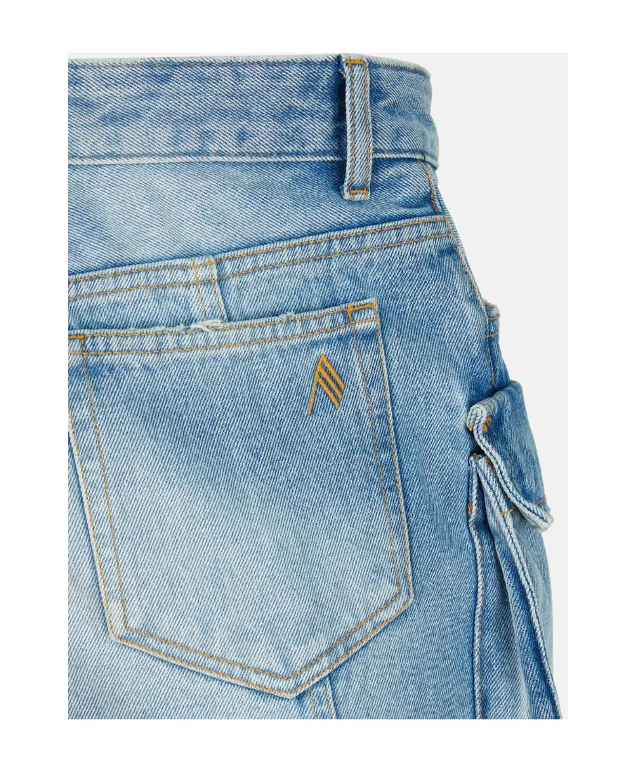 Logo Embroidered Denim Cargo Skirt