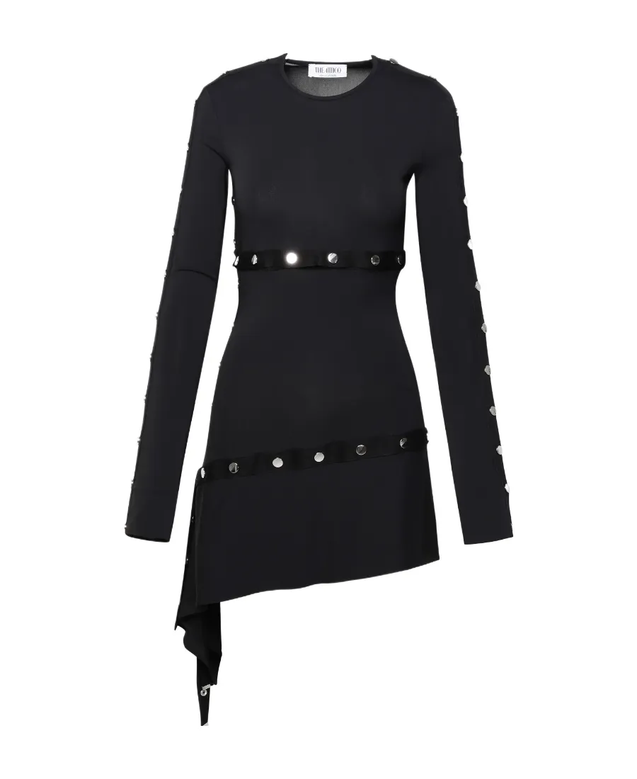 Stud Embellished Asymmetric Dress