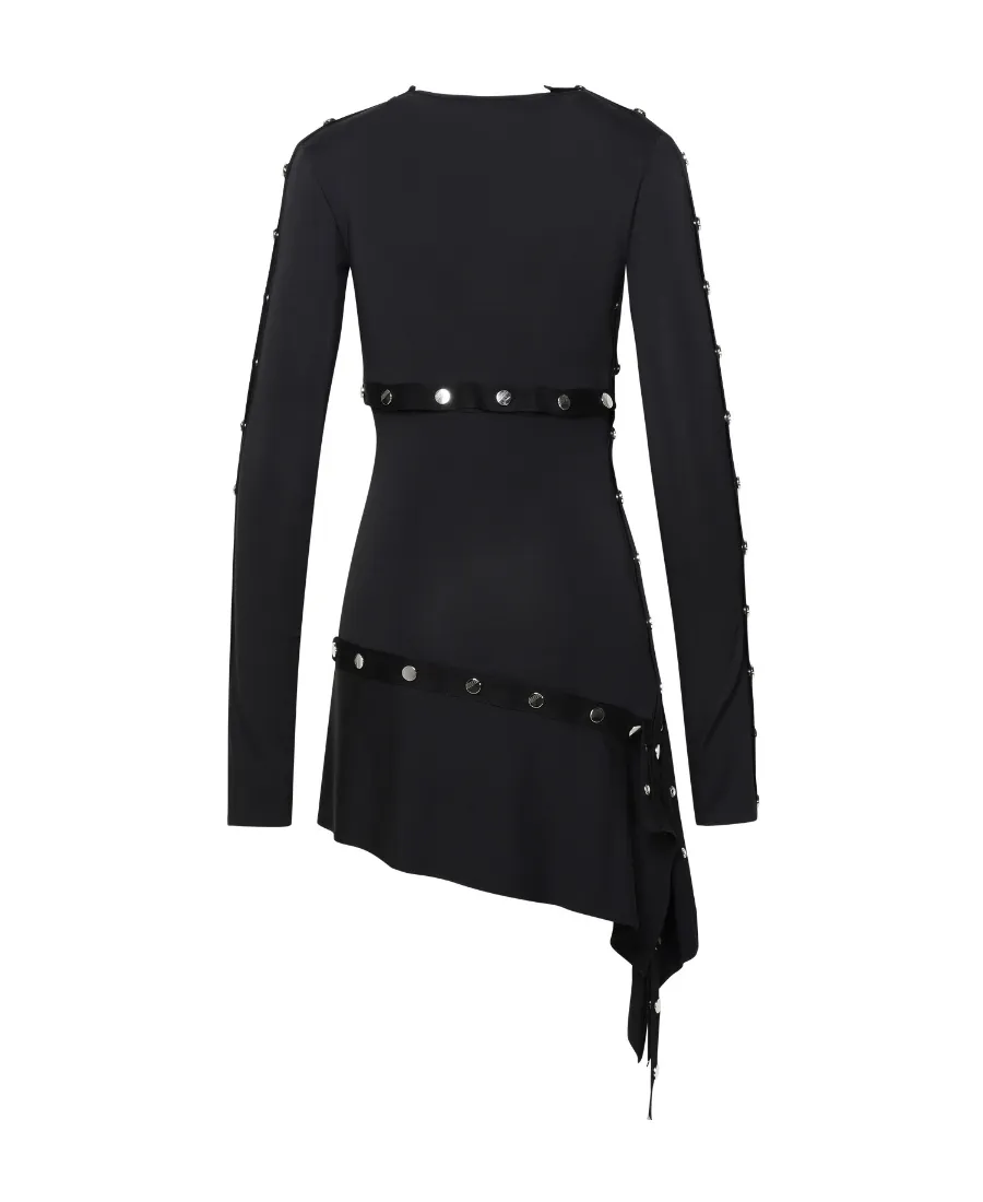Stud Embellished Asymmetric Dress
