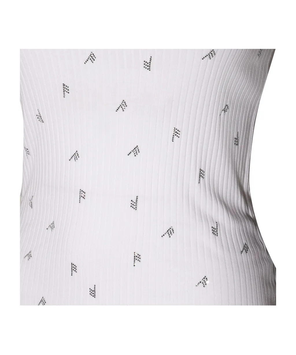 Logo Embellished Ribbed Top