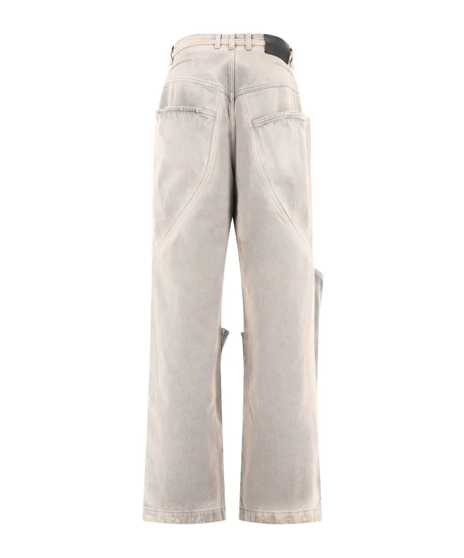 High-Waist Distressed Effect Jeans