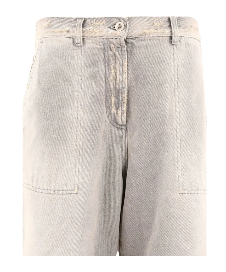 High-Waist Distressed Effect Jeans