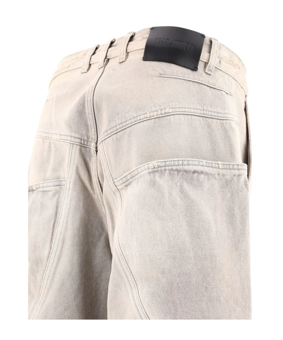 High-Waist Distressed Effect Jeans
