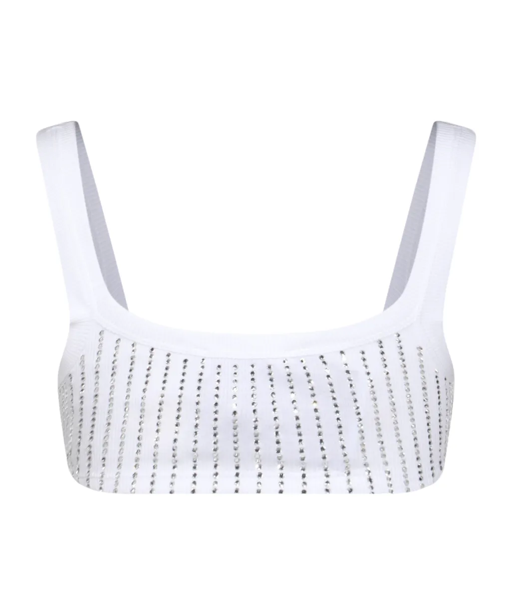 Embellished Knitted Cropped Tank Top