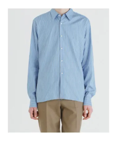 Cotton Silk Stripe Double-Cuff Shirt