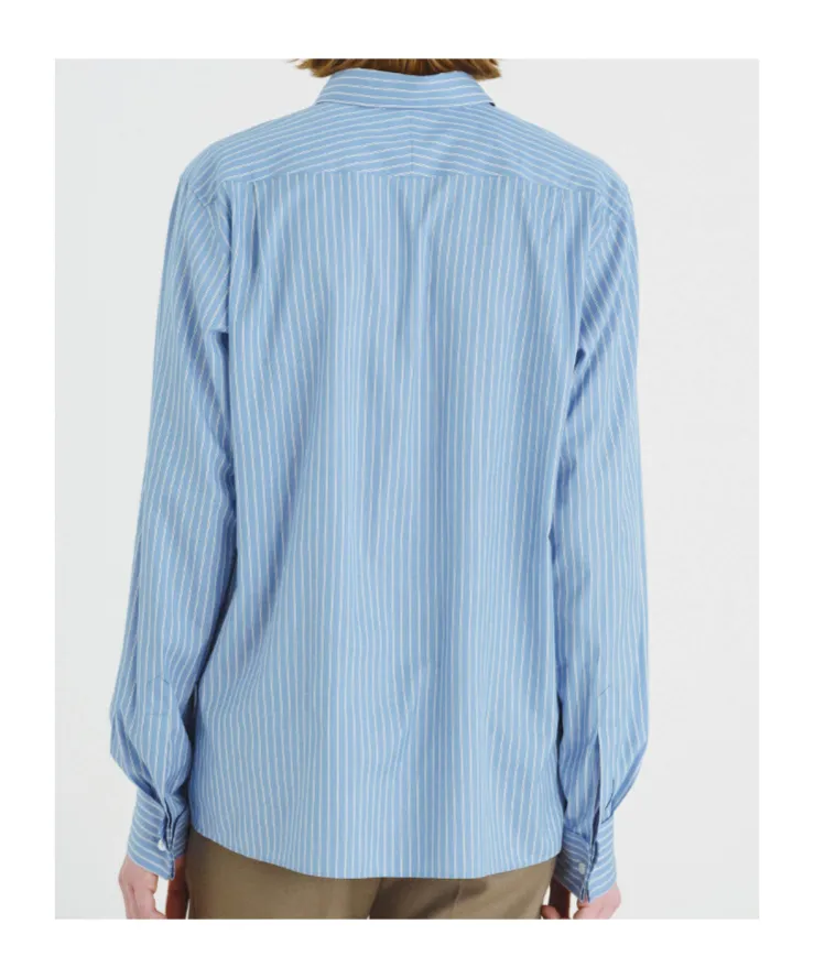 Cotton Silk Stripe Double-Cuff Shirt