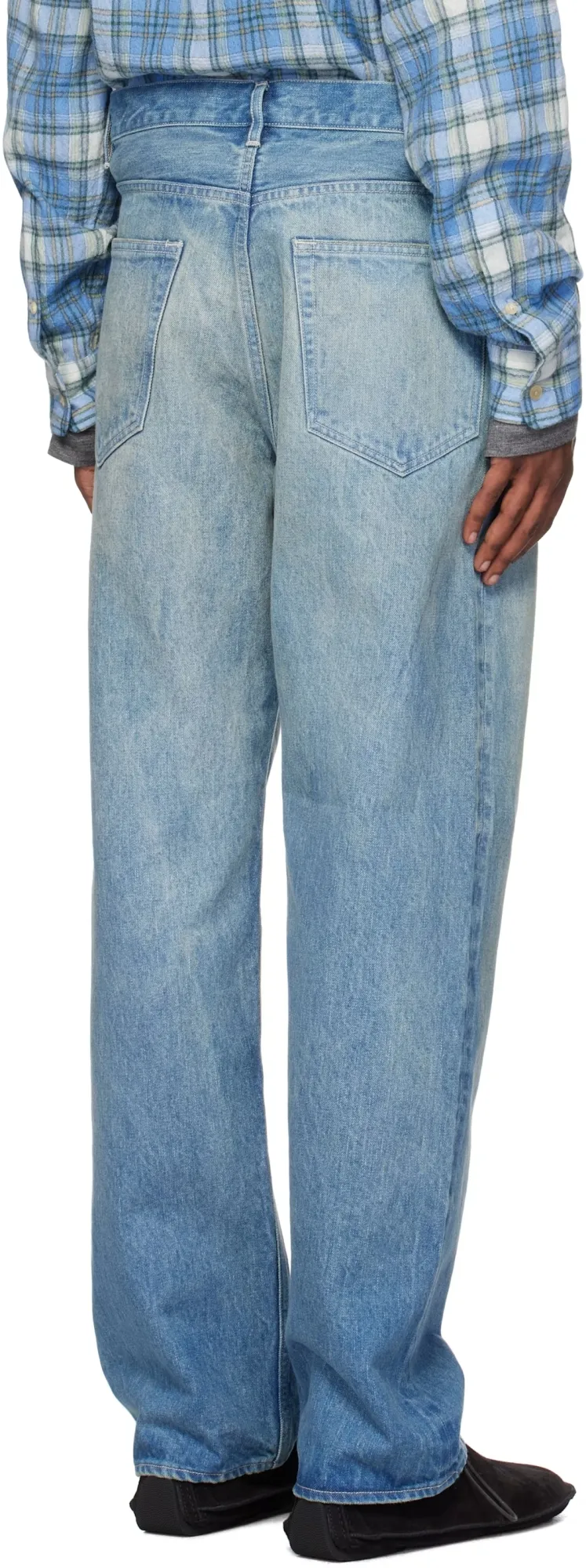 Wide-Leg Faded Jeans