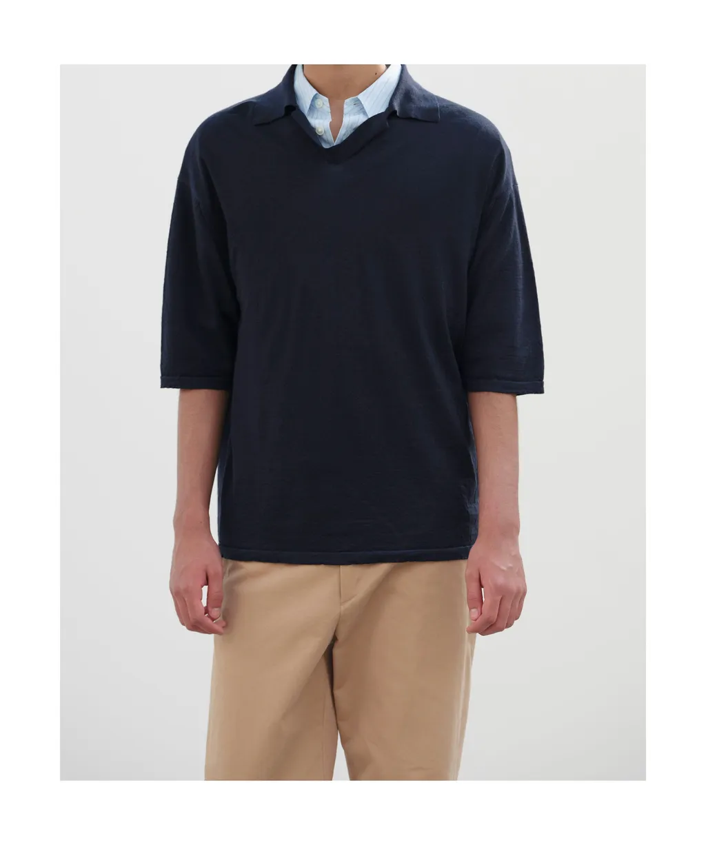 Short-Sleeved Wool Polo Shirt