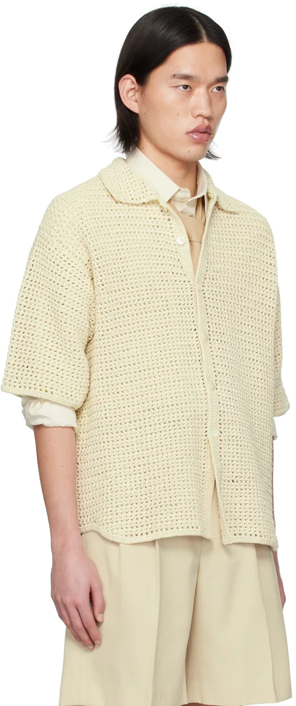Crochet-Knit Short-Sleeve Shirt