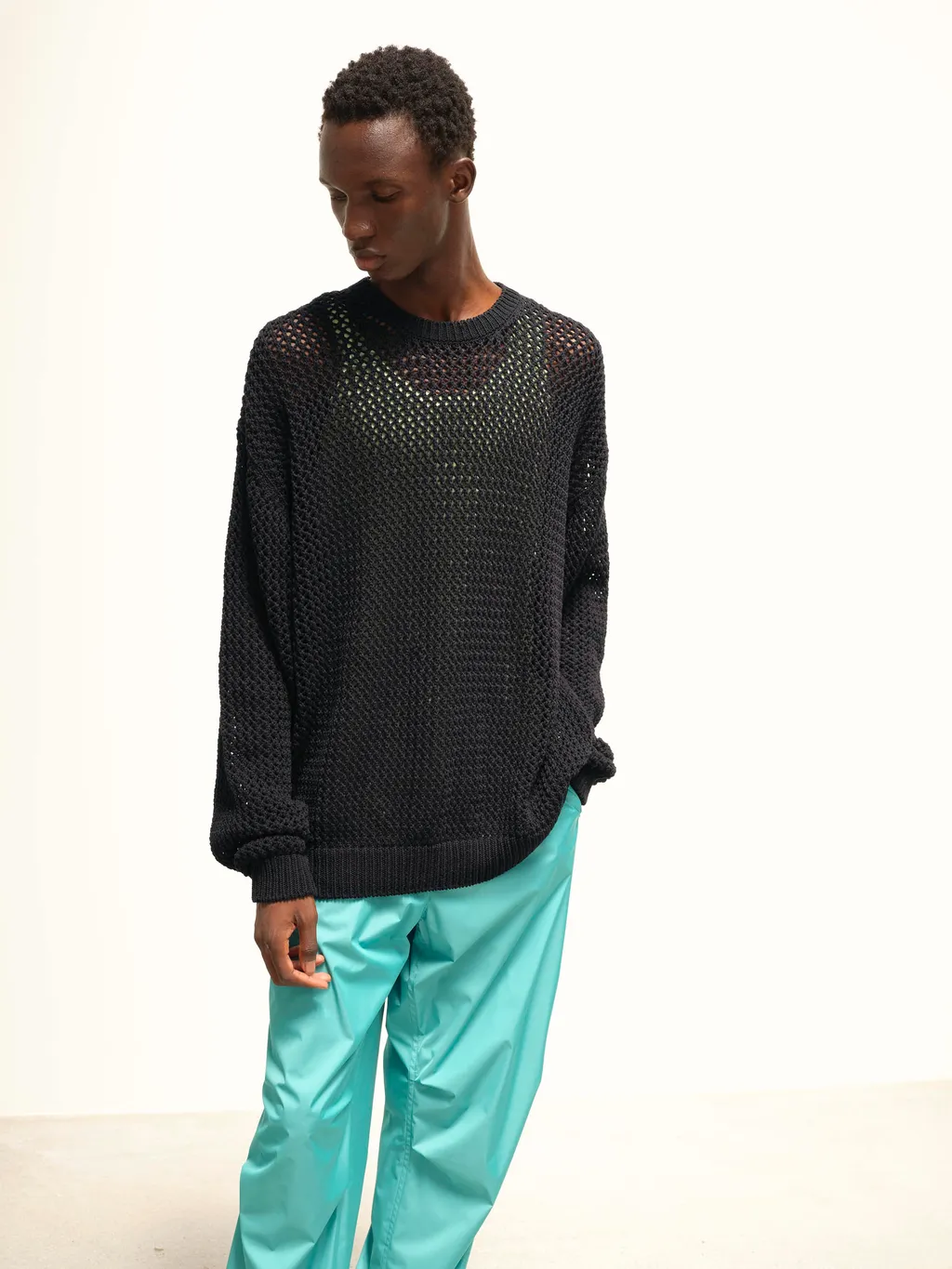 Long-Sleeved Mesh Sweater