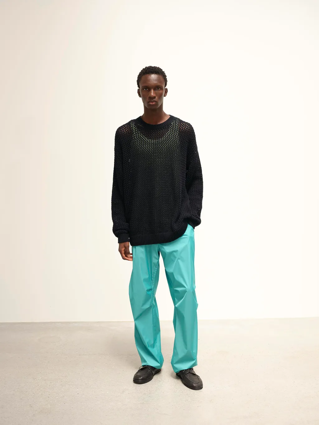 Long-Sleeved Mesh Sweater