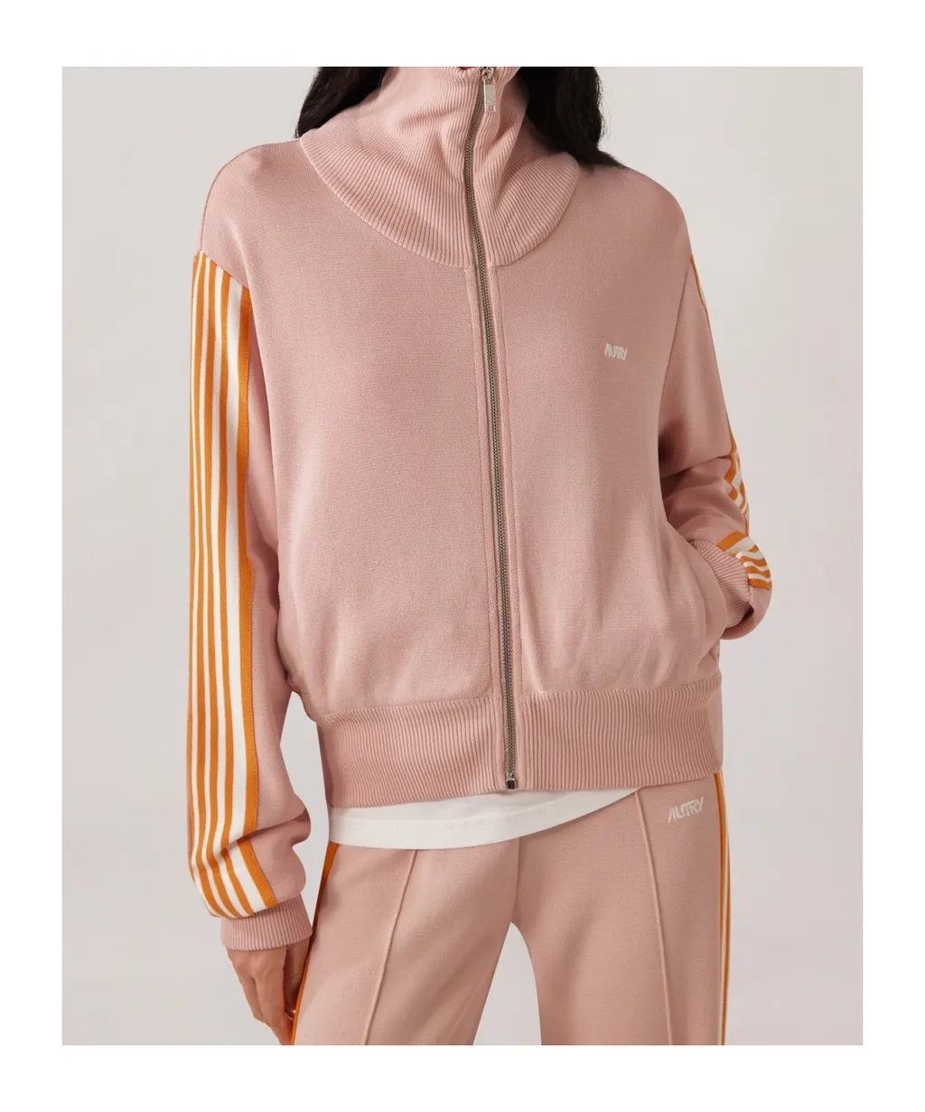 Stripe-Detail Zip-Fastening Jacket