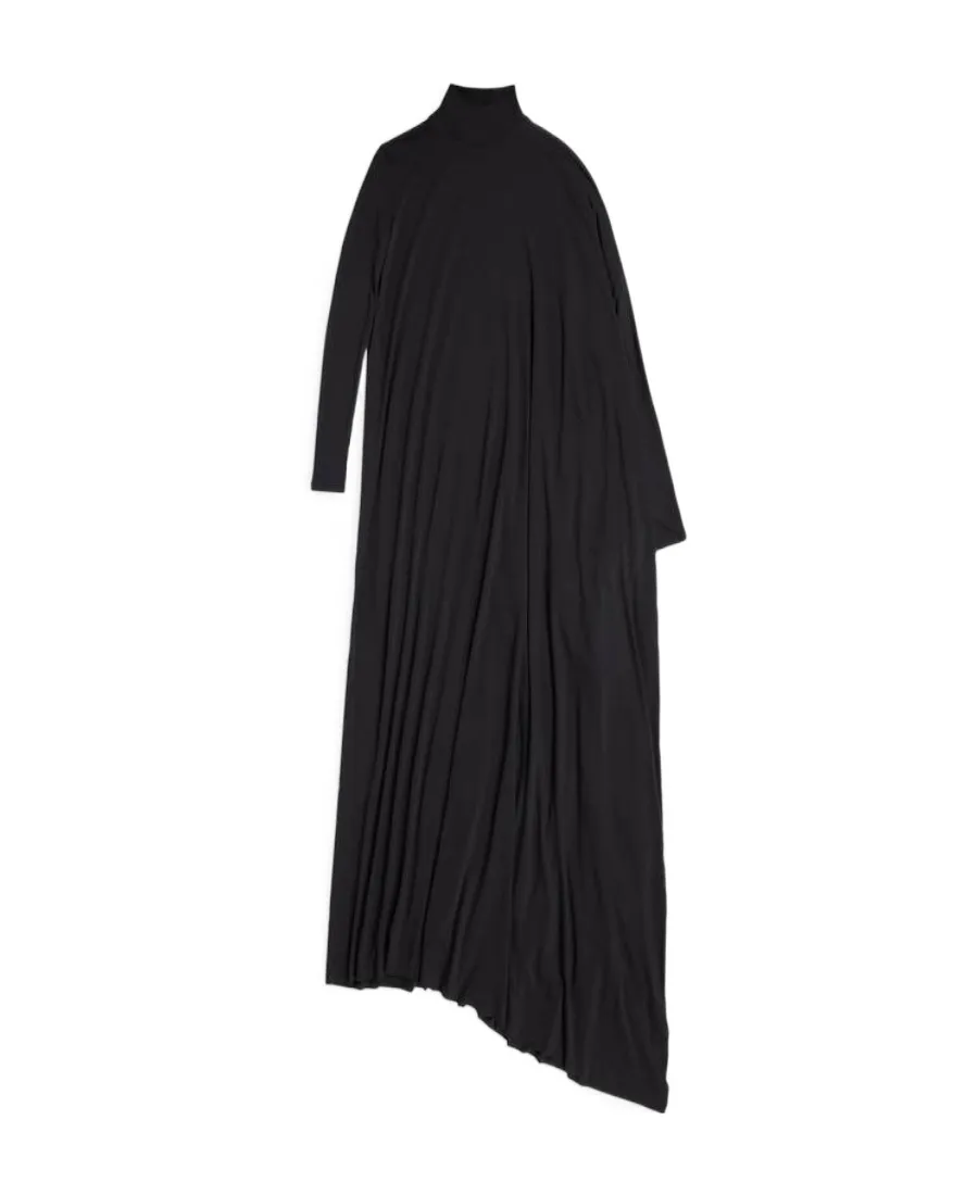 Drape Panel Asymmetric Long Dress