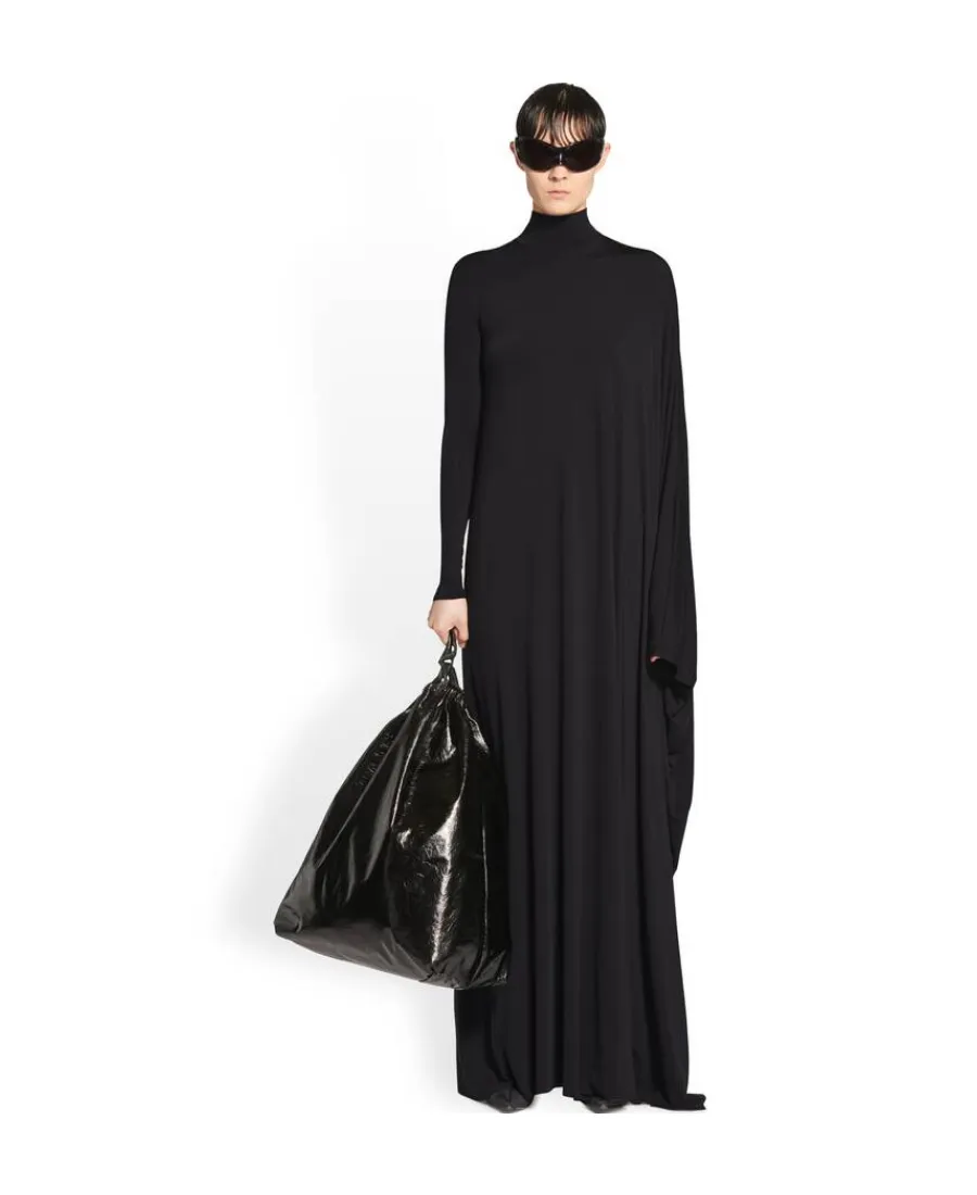 Drape Panel Asymmetric Long Dress