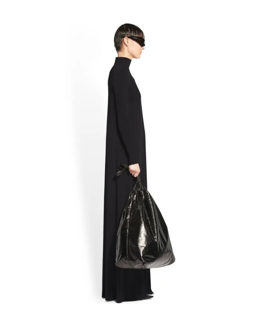 Drape Panel Asymmetric Long Dress