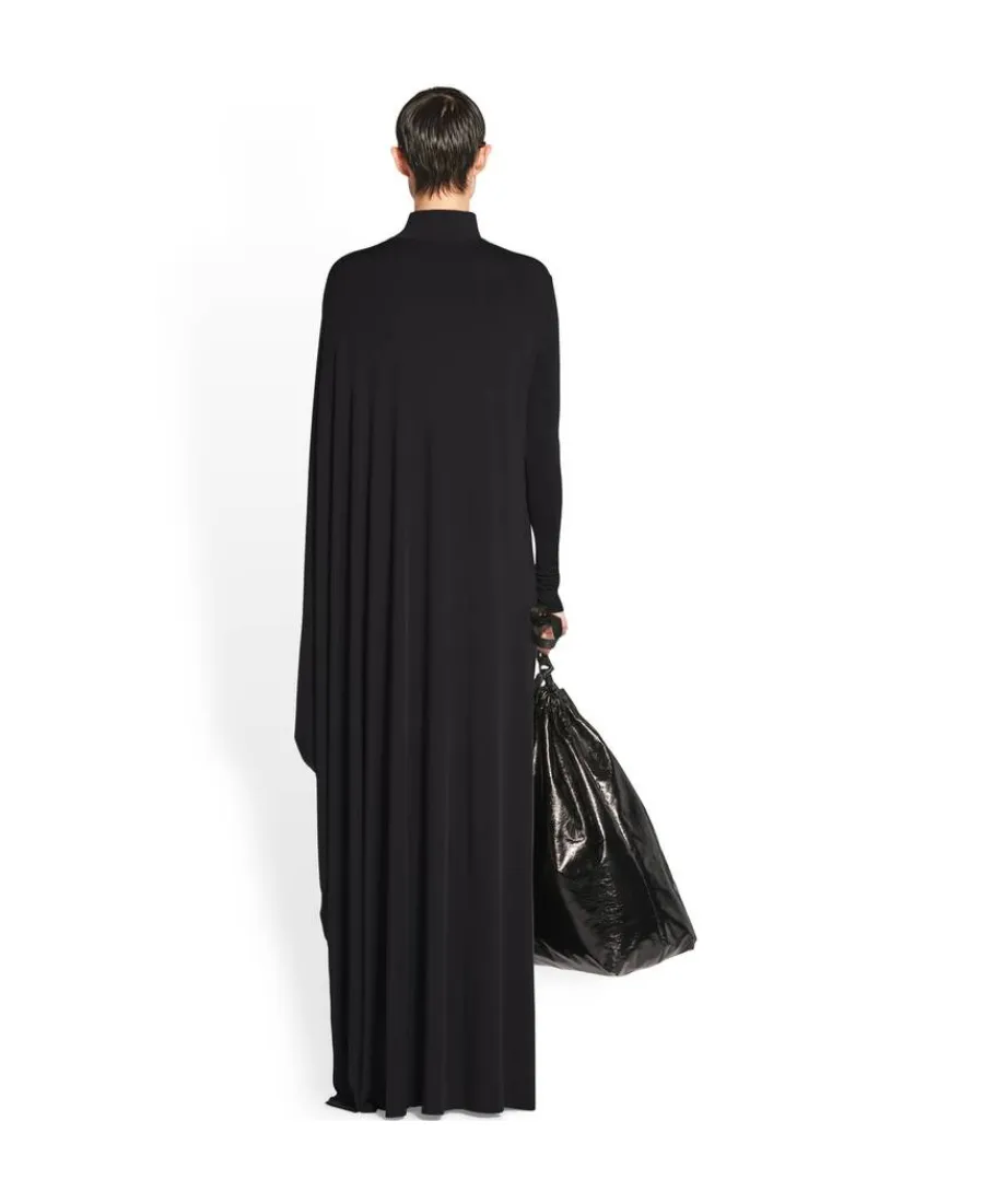 Drape Panel Asymmetric Long Dress