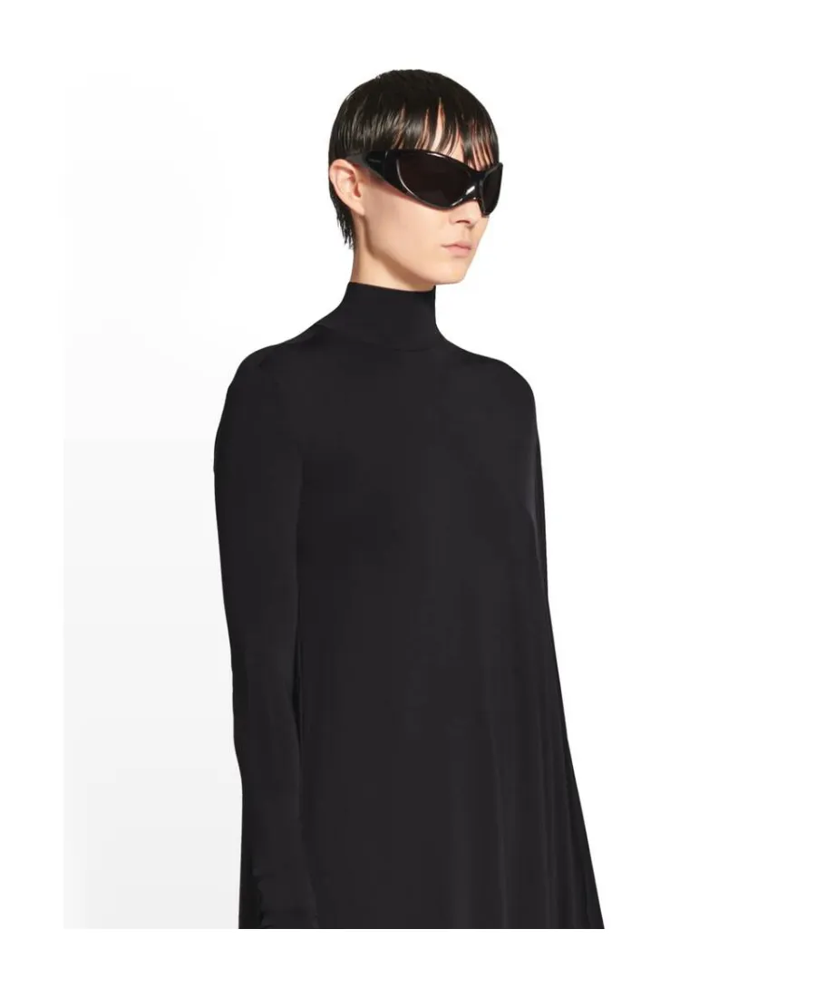 Drape Panel Asymmetric Long Dress