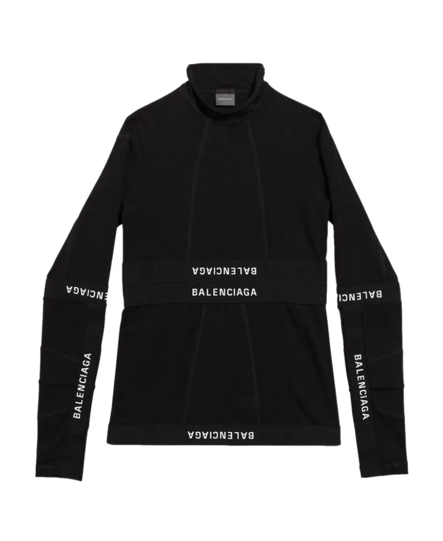Logo Printed Turtleneck Top