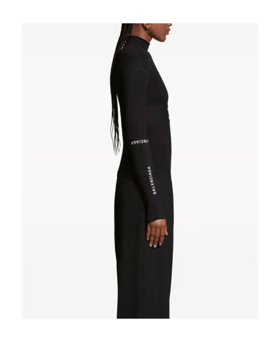Logo Printed Turtleneck Top