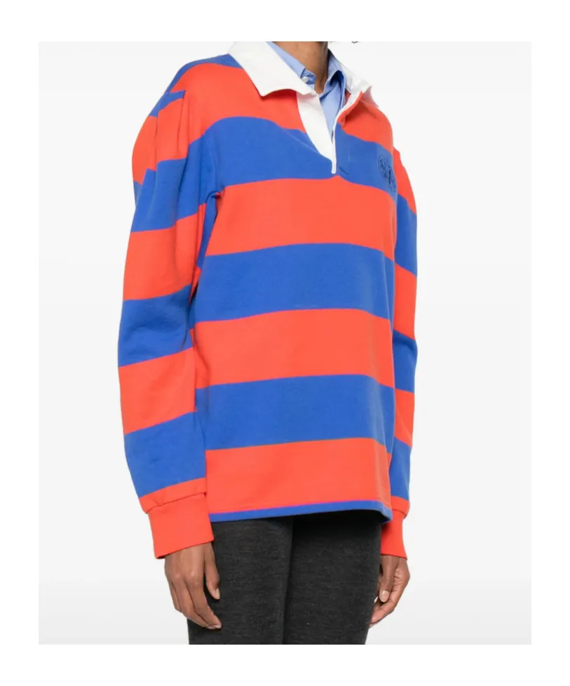 Striped Knitted Polo Top