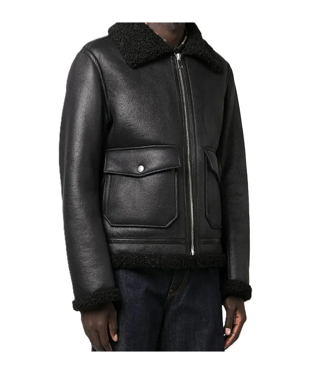 Faux-Shearling Zip-Up Bomber Jacket