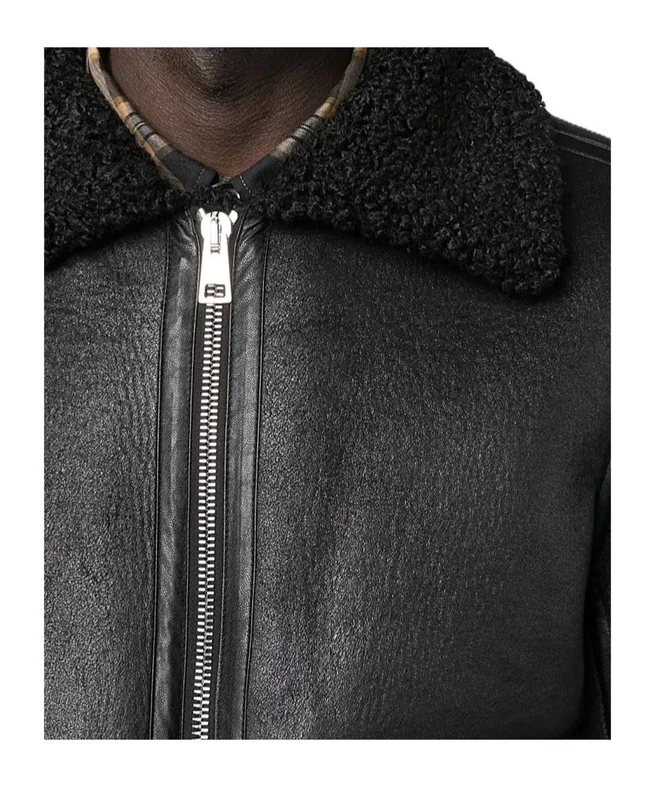 Faux-Shearling Zip-Up Bomber Jacket